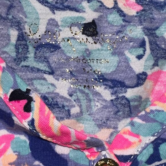 Lilly Pulitzer Coco Coral Crab Girls Large 10/12 Colorful 3/4 Sleeve Blouse - Picture 3 of 4